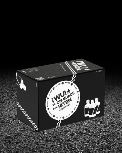 I WUI AN KURZN – Bayerischer Haskap-Likör Partyshot | 24 x 0,02 ml | Geschenkbox zum 18. Geburtstag