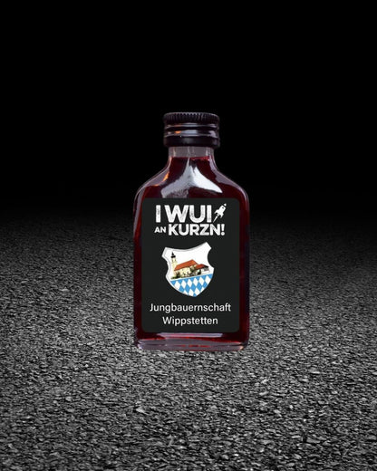 I WUI AN KURZN – Bayerischer Haskap-Likör Partyshot | 24 Stück × 0,02 l | individuelles Etikett | Vereinsfeier | Vereinsjubiläum | Fahnenweihe | personalisiert